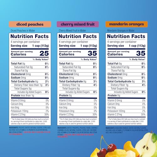 Dole Diced Peaches, Mandarin Oranges, and Cherry Mixed Fruit with No Sugar Added Variety Pack - Dole Fruit Bowls Snacks - ...