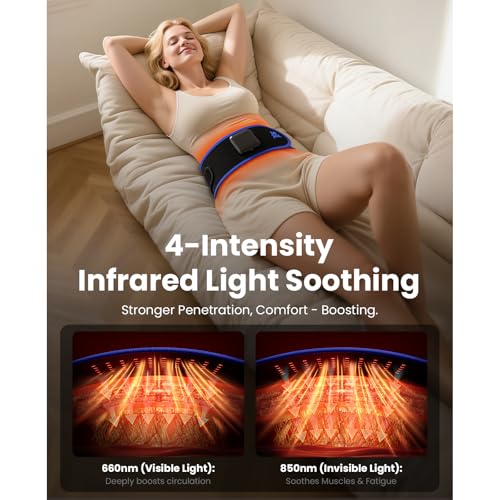 BOB AND BRAD ThermoRed Heating Pad Belt Massager for Lower Back Support, FSA Cordless Wearable Near Infrared Heat & Red Li...