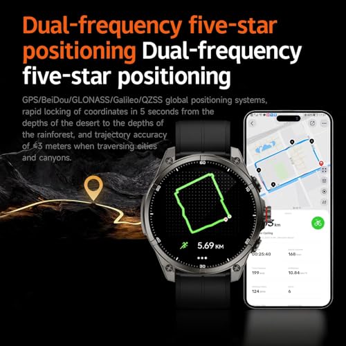 afoloery GPS Running Watch and Outdoor Smartwatch, AMOLED Display, Built-in LED Flashlight,Multisport GPS Smartwatch,5ATM ...
