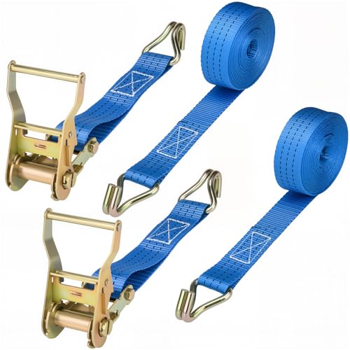 Ratchet Straps - 2 Pack 1.5 Inch Heavy Ratchet Duty Tie-Down Straps, Cargo Straps Ratcheting with Double J-Hook, 4400 LB B...