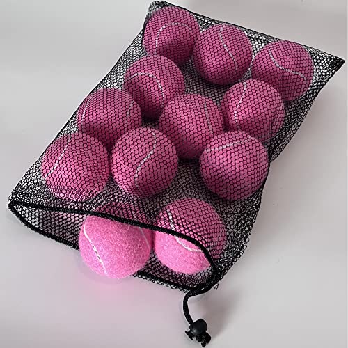HiBallBall 12-Pack Practice Tennis Balls for Beginners & Dogs - Reusable Mesh Carry Bag Included - Ideal for Tennis Traini...