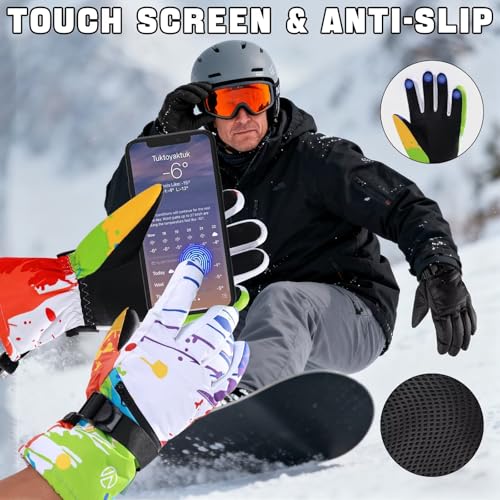 INPAKO Snow Gloves, Waterproof Warm Ski Gloves Thermal for Winter, Fit Both Men & Women, Gift for Parent Child