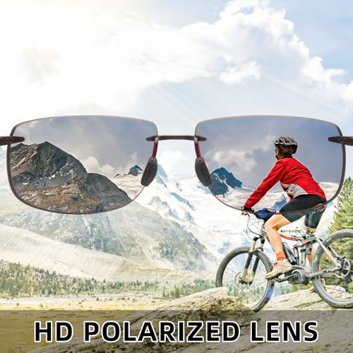JIM HALO Sport Sunglasses for Men Women TR90 Rimless Frame for Running Fishing Cycling Driving