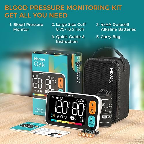 Meraw Blood Pressure Cuff Automatic Arm, Blood Pressure Monitor Home Use, Blood Pressure Machine Large Arm 8.6-16.5" Dual ...