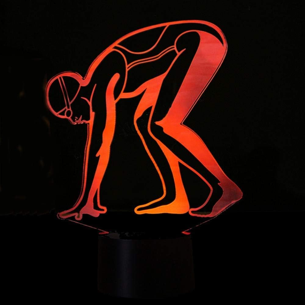 YTDZLTD 3D Sports Swimming Night Light with Remote Control, 16 Colors, Touch Switch, LED Table Lamp, Multi-Color Options