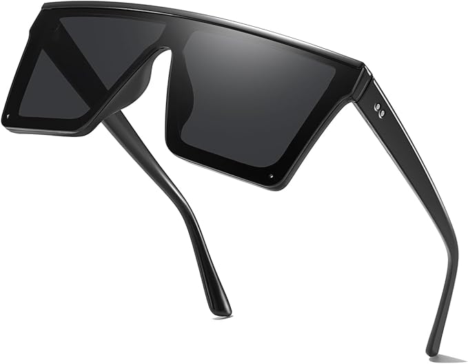 aisswzber Square Oversized Sunglasses for Women and Men Fashion Flat Top Goggle Siamese Lens