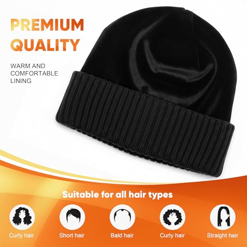 Merino Wool Beanie Hat for Men Women - Thermal Knitted Winter Hat for Large Heads Hiking Running Cap Wrap for Cold Weather
