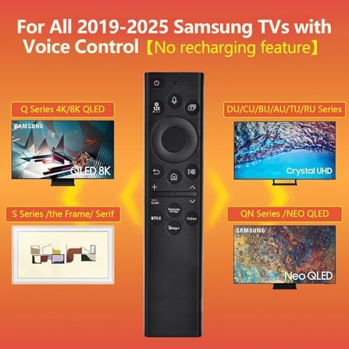 Replacement for Samsung TV Remote, for All 2019-2025 Samsung Remote Control for Smart TV with Voice Control. No Solarcell....