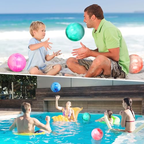 AMOR PRESENT 4PCS Playground Balls for Kids, 9 Inches Dodgeballs Bouncy Balls, Rubber Inflatable Kickball with Air Pump fo...