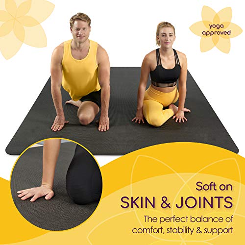 Large Yoga Mat 6'x4'x8mm Extra Thick, Durable, Eco-Friendly, Non-Slip & Odorless Barefoot Exercise and Premium Fitness Hom...