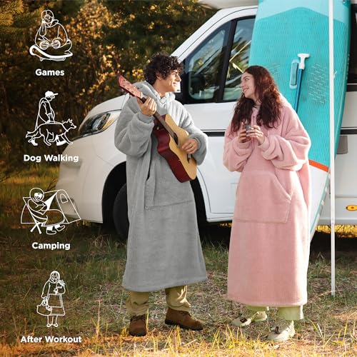 Bedsure Wearable Blanket Hoodie, Valentines Day Gifts for Her Wife Women Girlfriend, Shaggy Sherpa Oversized Hooded Blanket