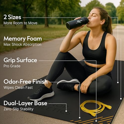 Honor Athletics Premium Jump Rope Mat – 1/4" Thick High-Density Rubber | Non-Slip Surface for Indoor/Outdoor Use | Durable...