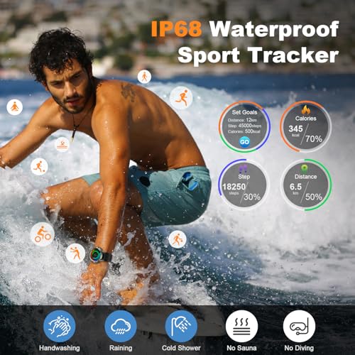 zhizhi Smart Watch for Men Fitness Tracker: Smart Watches for Android Phones iPhone Bluetooth Waterproof Make Answer Call ...