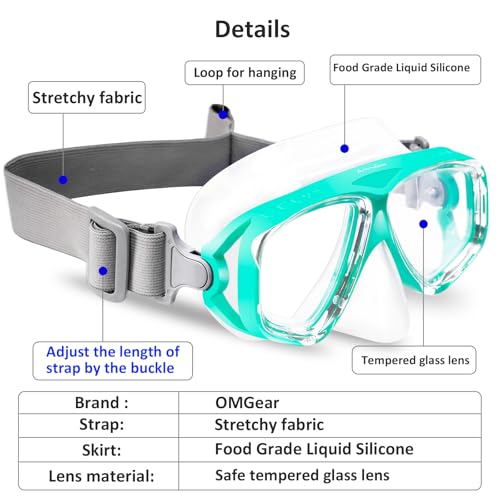 OMGear Kids Swim Goggles With Nose Cover Fabric Strap Dive Snorkel Mask for Children(4-16) Snorkeling Gear Swimming Mask