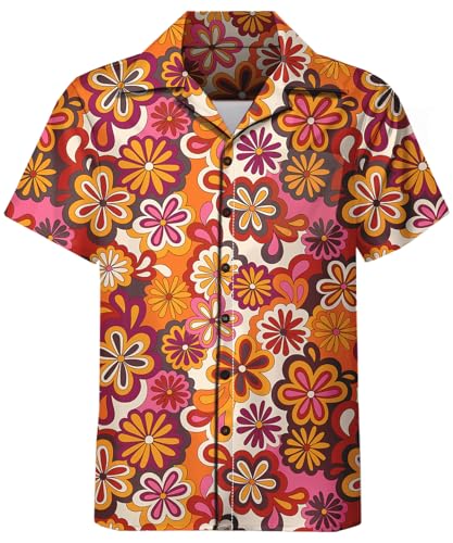 DOOPCCOR Men's 3 Piece Tracksuit Cuban Collared funny Hawaiian Shirt Shorts Button Down Sets With Bucket Hats