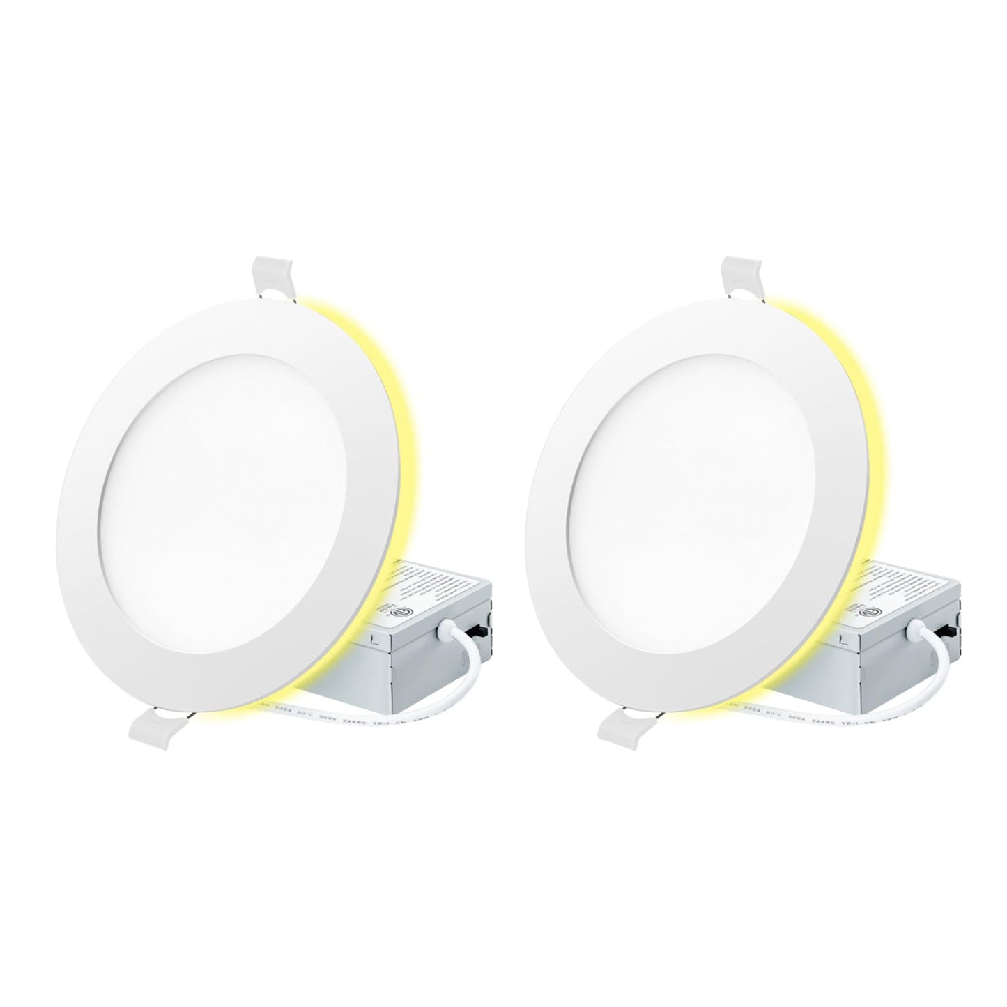Eosmile 2 Pack 4 Inch 5Cct Led Recessed Light With Night Light  2700K 3000K 3500K 4000K 5000K Selectable Ultra-Thin Lighting  9W  120V  750Lm  Dimmable Canless Wafer Downlight  Etl Fcc