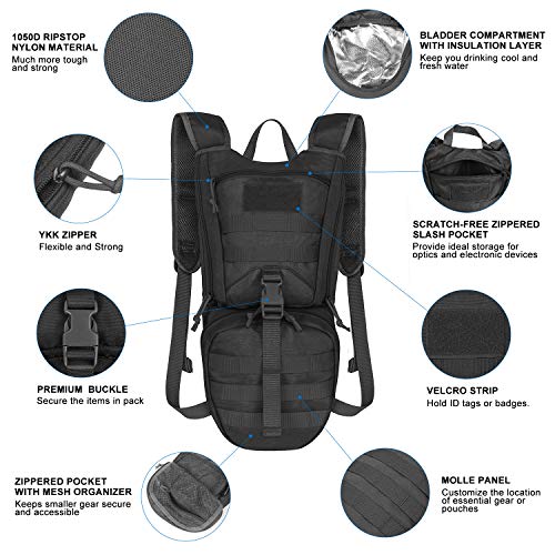 Unigear Tactical Hydration Packs Backpack 1050D with 3L Water Bladder, Thermal Insulation Pack Keeps Liquid Cool up to 4 H...