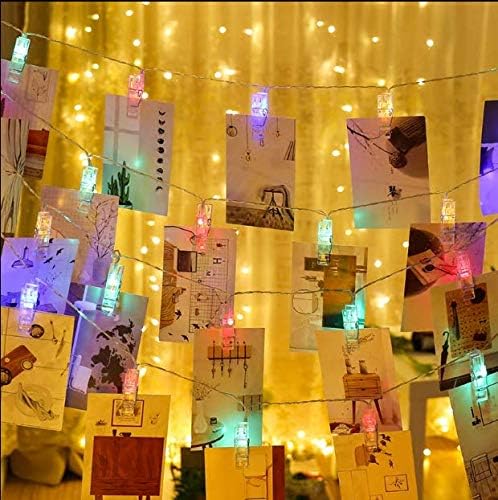 Magnoloran 20 LED Photo Clip String Lights, Remote Controlled, 7.2ft, Multicolor, Model PC006-CO-FBA-1