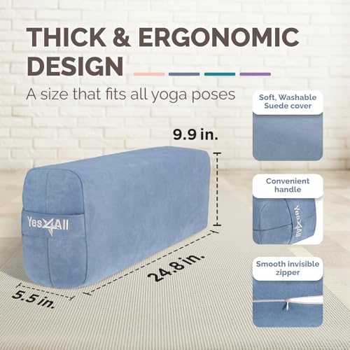 Yes4All Triple-Layer Sponge Yoga Bolster Pillow for Restorative Yoga & Meditation - Versatile Yoga Support Pillow, Balance...