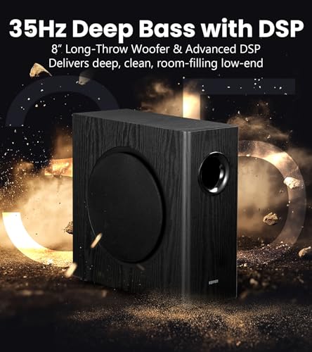 Edifier T5s Powered Active Subwoofer with 70W RMS, 8" Long-Throw Woofer, Deep Bass (35Hz) Speaker, Built-in Amp, Low Disto...