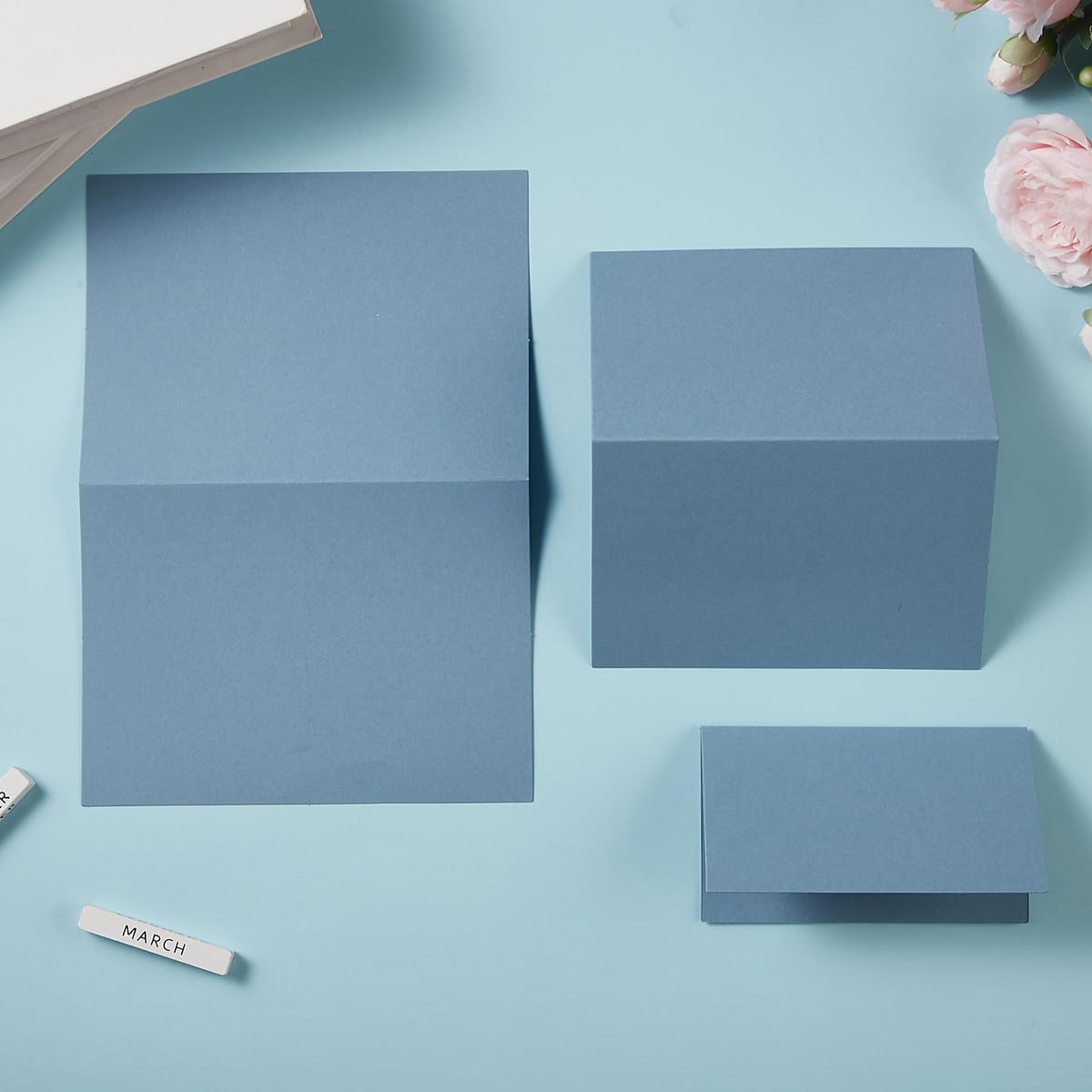 50 Pack Blank Cards Folded Cardstock Thank You Blank Greeting Cards for Invitations, Wedding, Greeting Cards, All Occasion DIY (Dusty Blue, 4x6)