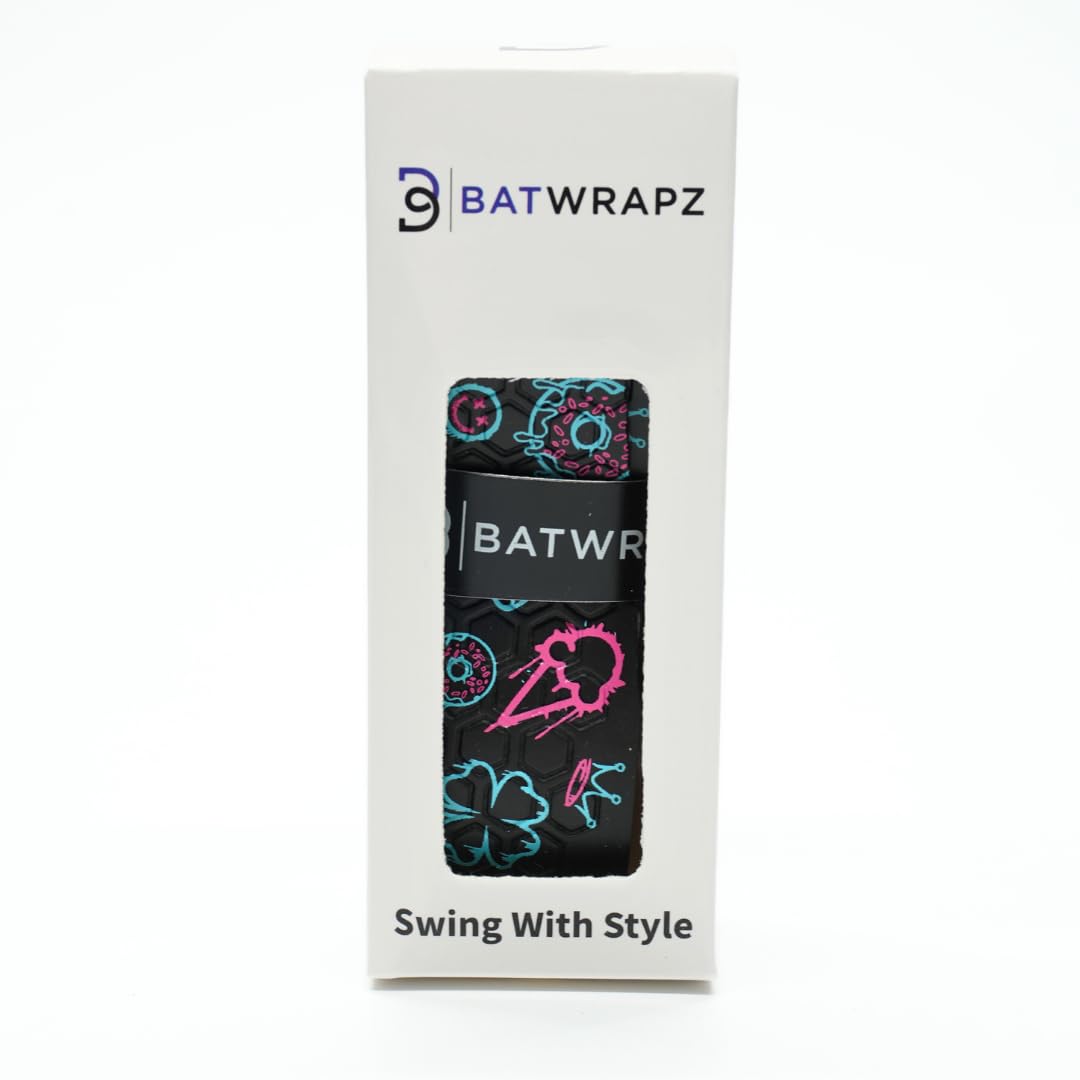 BatWrapz Baseball and Softball Bat Grip 1.1 mm Precut and Pro Feel Bat Grip Tape Replacement (Graffiti)