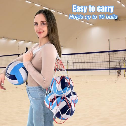 ELKCIP 6 Pack Volleyballs Official Size 5, Waterproof Soft Bulk Recreational Volley Balls with Pump and Net Bag for Indoor...