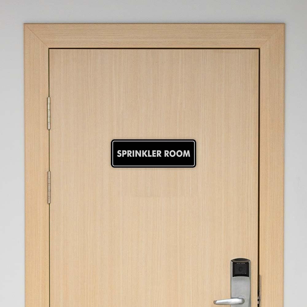 Signs ByLITA Standard Sprinkler Room Sign (Black) - Large 2 Pack