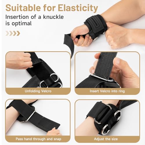 MANUEKLEAR Non-Slip Wrist Straps for Weightlifting Deadlifting, Gym Lifting Straps with D Rings for Cable Machine Workout,...