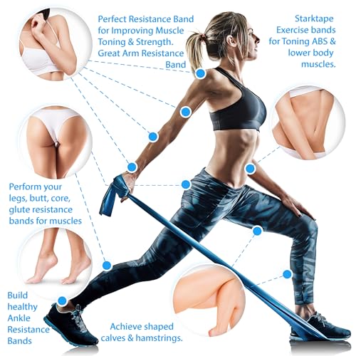 Starktape Resistance Bands Set. 3 or 5 Pack Non-Latex Physical Therapy, Professional Elastic Band. Perfect for Home Exerci...