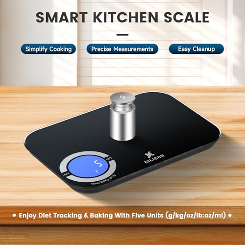 EILISON Smart Kitchen Scale with Bluetooth App, High-Precision Digital Food Scale for Baking, Cooking & Diet, 8000 Food Da...