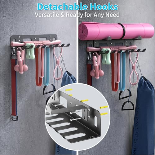 KHAMAL Multi-Purpose Gym Equipment Storage Rack for Resistance Bands - Gym Wall Storage for Exercise Bands, Yoga mat, Jump...