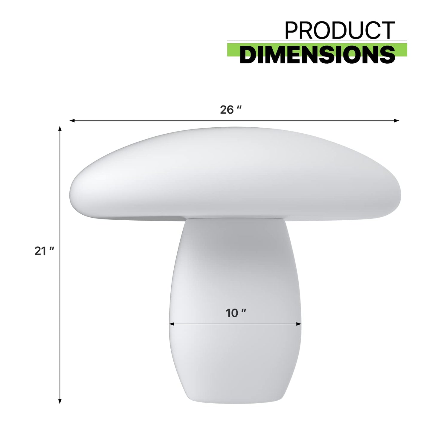 Magshion LED Mushroom Night Light, 21in Height, 16 RGB Colors, Dimmable, Rechargeable, Remote, Medium, White, Model MAG-A41-LED-DL-006