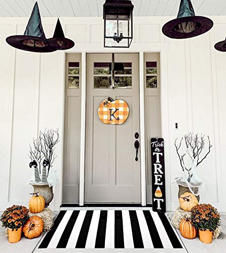 KOZYFLY Black and White Area Rug 27.5x43 Inches Striped Front Door Rug Cotton Washable Indoor Outdoor Rug Doormats Outdoor...