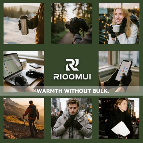 Rioomui Lightweight Winter Gloves for Cold Weather, Warm Glove Liners for Men and Women, Touch Screen Breathable