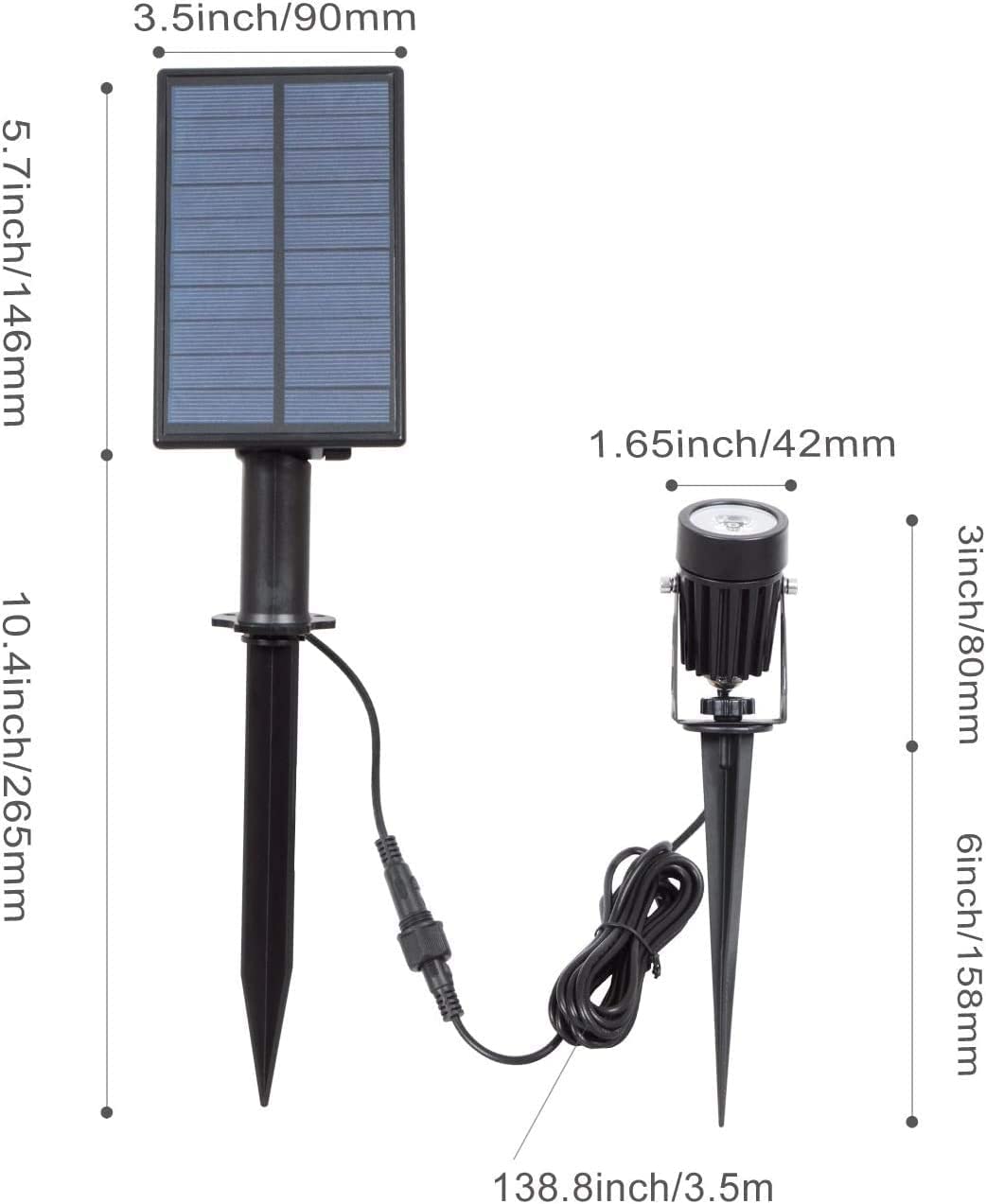 T-Sunus Christmas Solar Landscape Spotlights 2 Pack Metal  Outdoor Waterproof Ip65 Blue Spot Lights Separated Panel With 9.8Ft Cable Auto On/Off For Tree Garden Driveway Pathway Pool Halloween