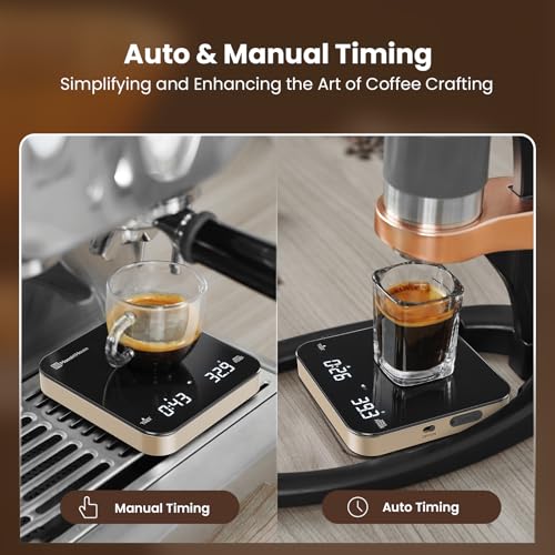 Maestri House Mini Coffee Scale with Timer, USB-C Rechargeable Espresso Scale, 2kg/0.1g Accurate Scale for Espresso and Po...