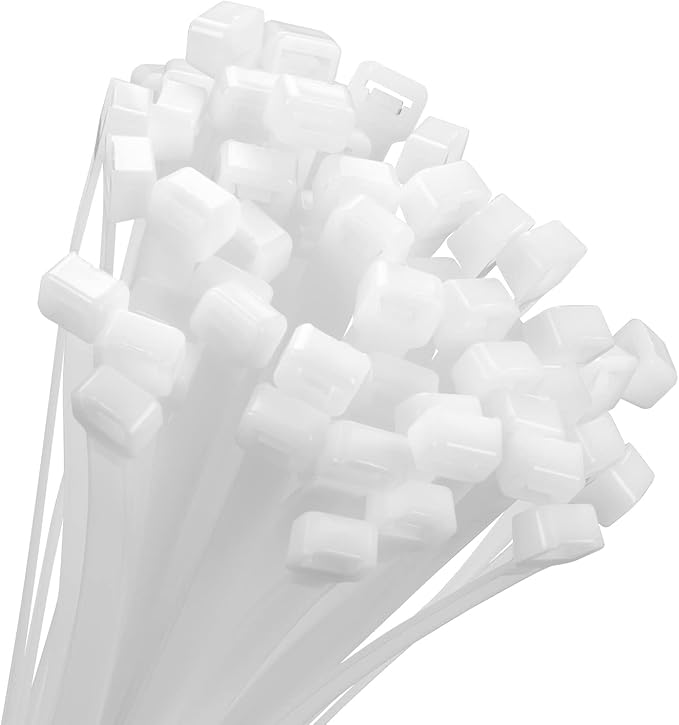 Armpow 18 inch White Zip Ties Heavy Duty 100 PACK, 200 LBS Ultra Exclusive Strong Plastic Wire Ties, Large Cable Ties Extr...