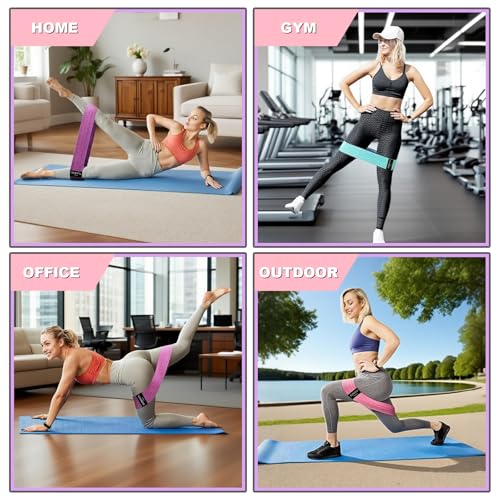 Resistance Bands for Working Out, Fabric Loop Exercise Bands for Legs and Butt, Workout Bands Set for Women and Men, 3 Boo...