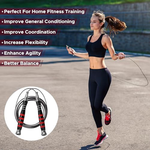 Huhloch Speed Weighted Jump Rope with Secure Lock Mechanism, 360° Smooth Swivel, Non-Slip Matte Textured Handles, Features...