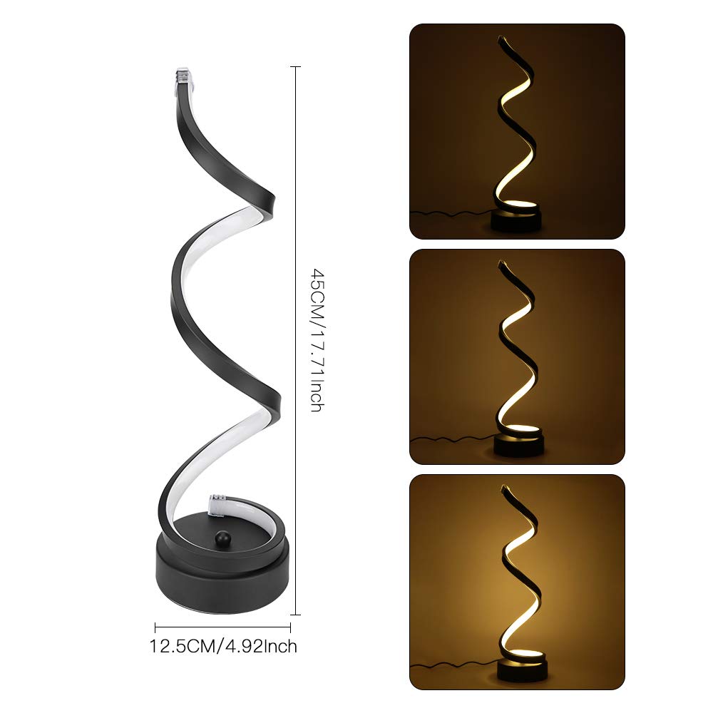 Elinkume Modern Led Table Lamp, 12W Dimmable Minimalist Design, Black Warm White, Model Tb-Tl008-Bwo, Perfect For Bedroom & Office