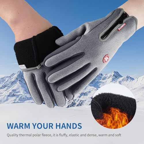 ActFun Winter Gloves, Anti Slip Touchscreen Gloves Windproof Cycling Gloves, Thermal Gloves Cold Weather Cycling Gloves fo...
