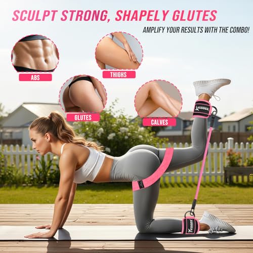WOQQW Resistance Bands Set - Ankle Resistance Bands with Cuffs for Legs & Glute Workout, Fabric Booty Bands for Women, Hom...