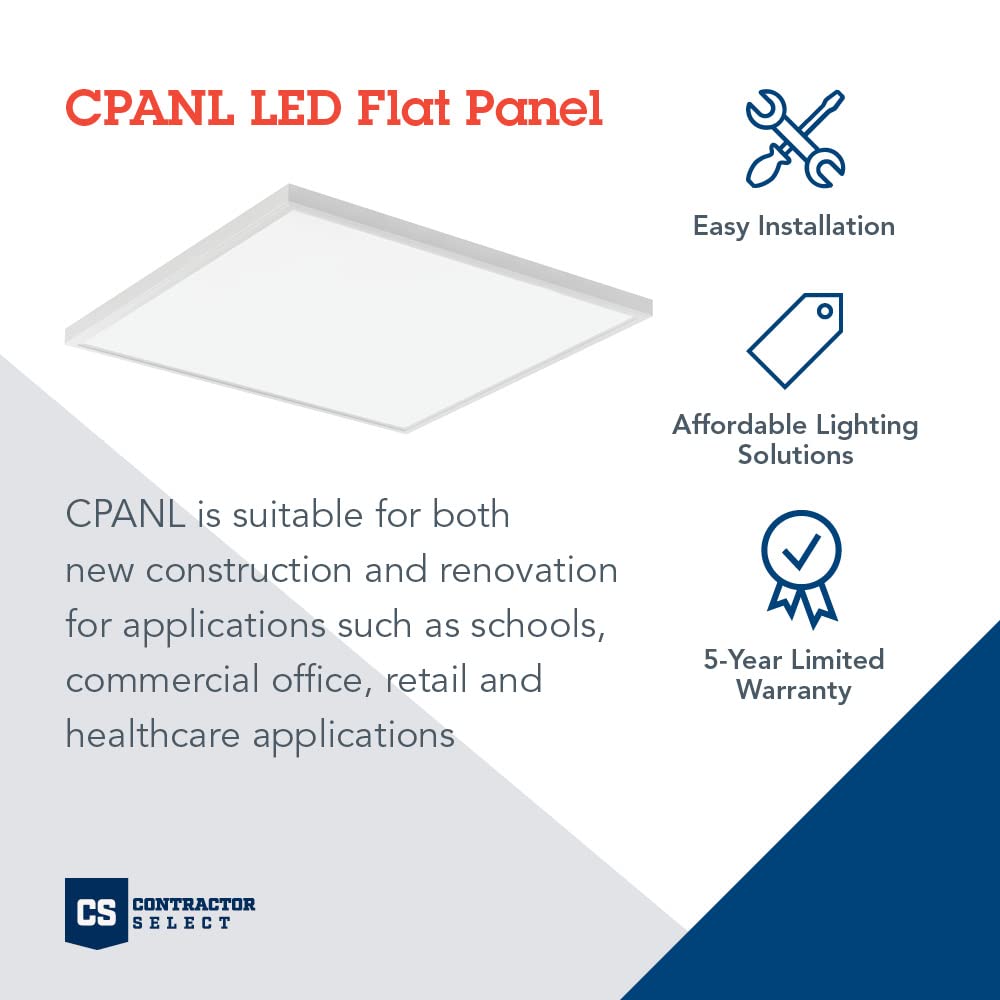 Lithonia Lighting LED Flat Panel Light 3300 Lumens 2x2 Ft. Matte White Model CPANL 2X2 33LM SWW7 120 TD DCMK