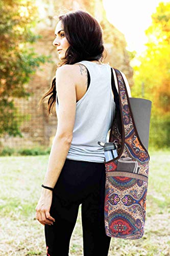 Ewedoos Canvas Yoga Mat Bag Fits Most Mats Yoga Bag with Large Storage Pockets to Hold More Accessories Ideal for Pilates ...