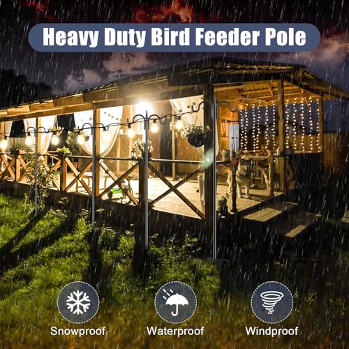 Gtongoko Bird Feeder Pole Squirrel Proof, 92 Inch Double Shepherds Hook for Outdoor with Squirrel Baffles Adjustable Heavy...