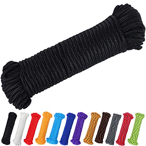 PerkHomy 90 ft 1/4 inch (7mm) Polyester Rope (Nylon - Like Durability) Poly Flag Pole Clothes Line Camping Utility Good fo...