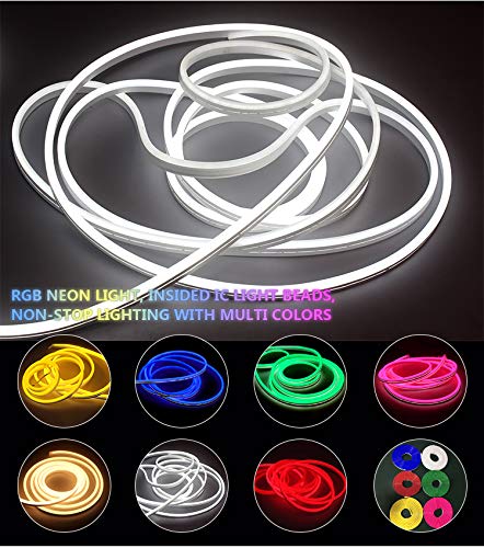 Vasten Flexible White Led Neon Flex Rope Light, Ip67 Waterproof, 8X16Mm, 5000Mm Silica Gel Tube