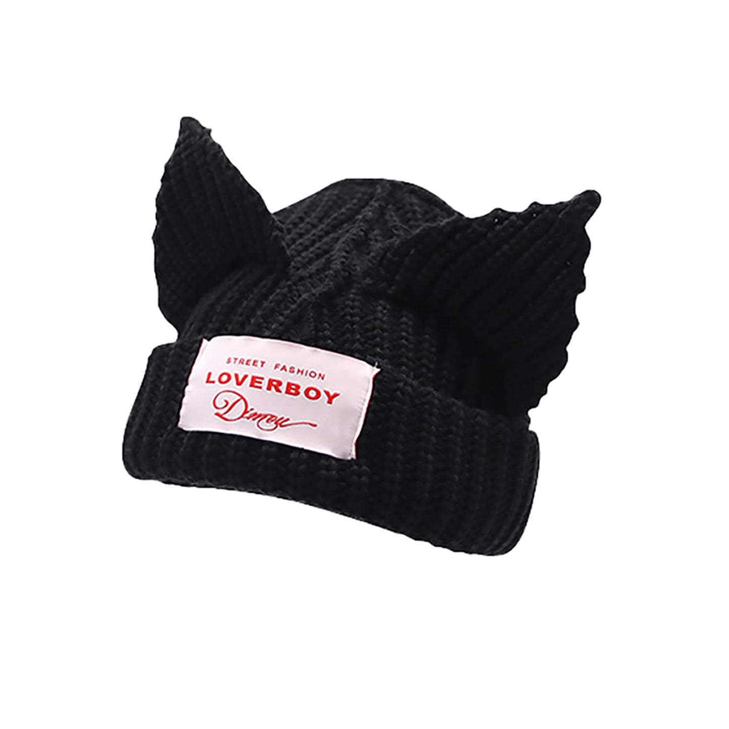 Cat Ear Hat Cute Beanie Hat Knit Skull Cap Warm Slouchy Crochet Hat (Black)
