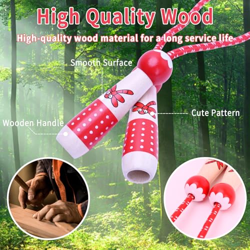 EGOSKY Jump Rope Kids, 7.2ft Children Adjustable Cotton Skipping Rope with Wooden Handle for Boys Girls Fitness Outdoor Ac...